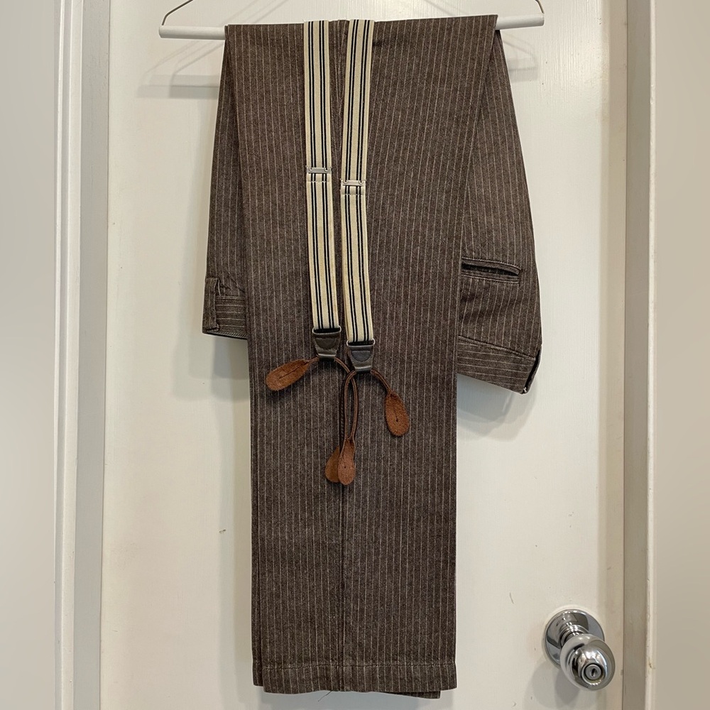 Dandy pinstripe pants and suspenders